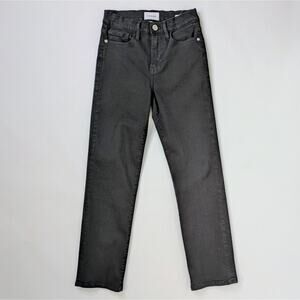Frame Le High Straight 26 Black Raw Hem Quiet Luxury Minimalist Denim